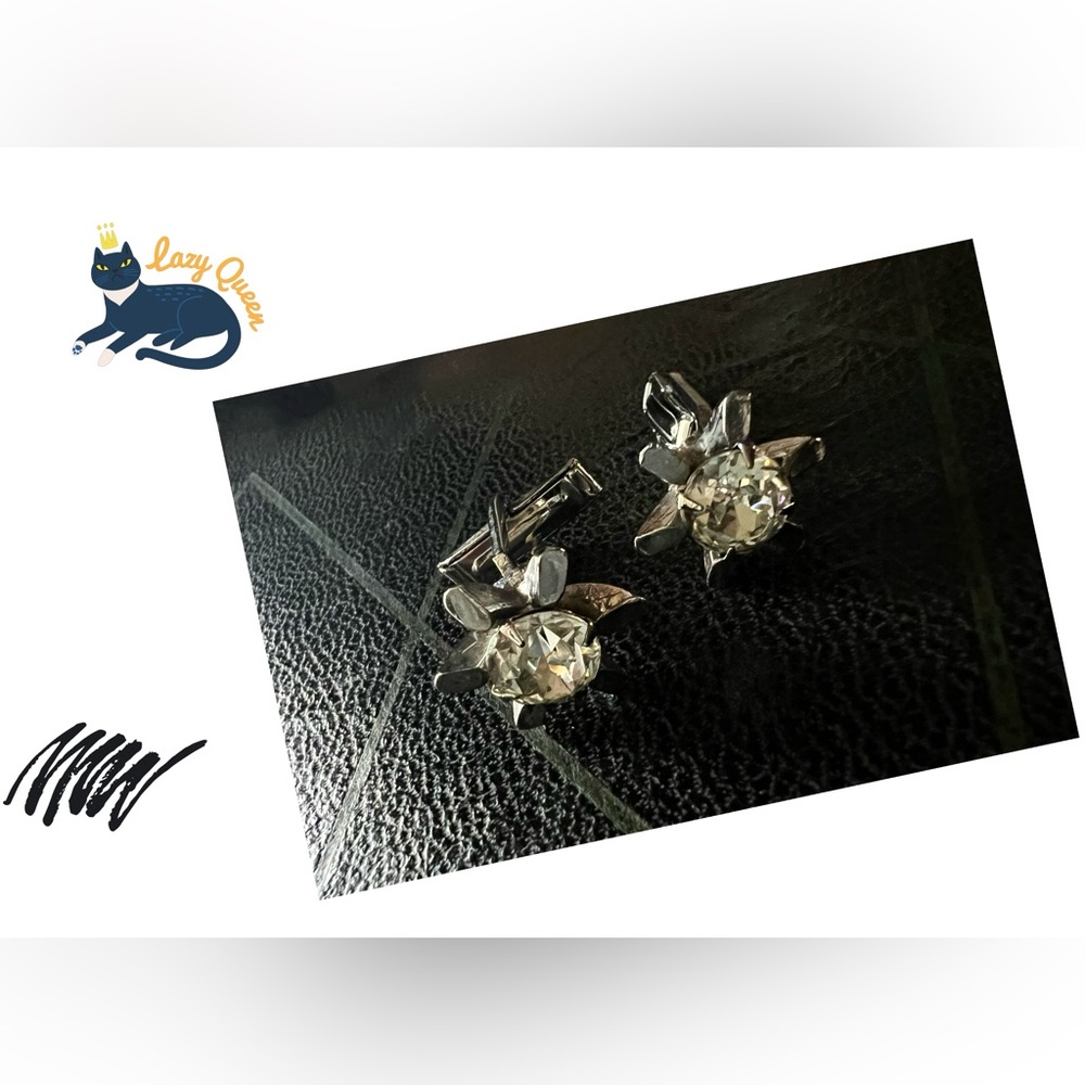 Vintage Art Deco Inspired Crystal Unisex Starlight Cuff Links - Picture 3 of 3